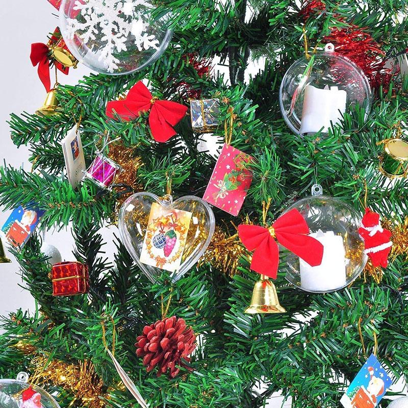 10шт DIY прозрачные рождественские елочные шары пластиковые заполняемые безделушки декоративная сфера