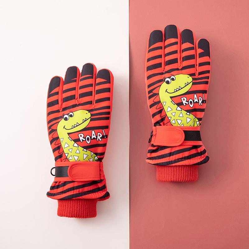 Kids' Winter Touch Screen Ski Gloves - Non-Slip, Windproof, Warm, Five-Finger Design with Velvet Lining