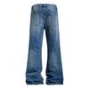 Mens Distressed Flared Denim Pants Hippie Street Style Graffiti Relaxed Fit Casual Trousers