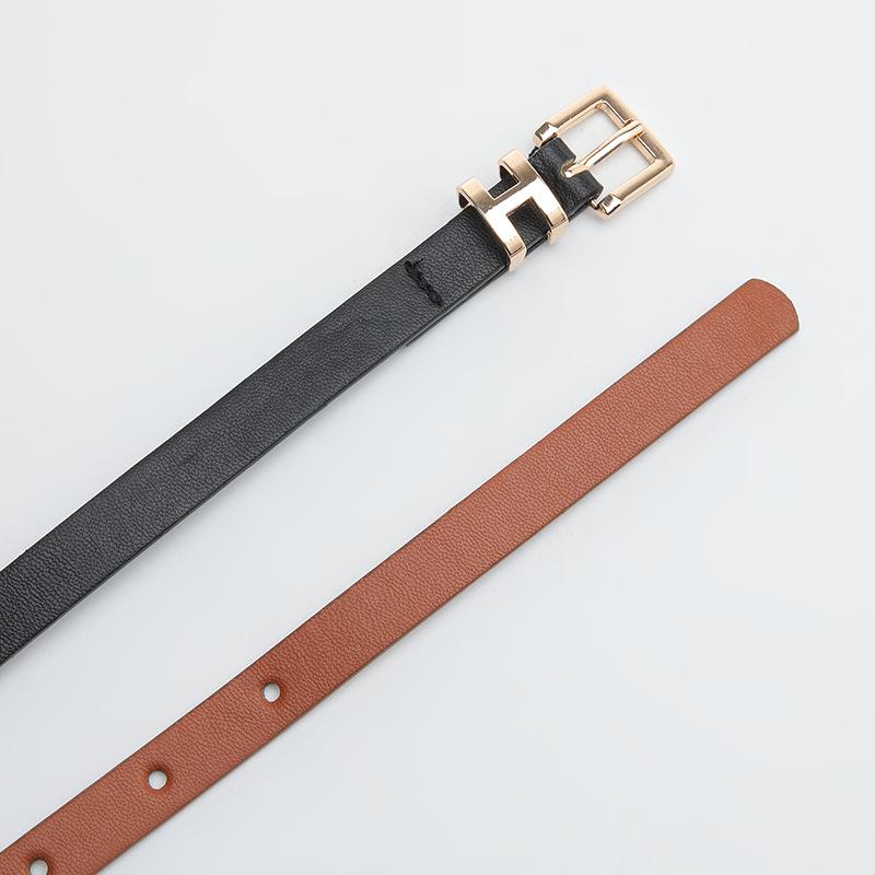 I-Shaped Buckle Thin Belt: Elegant Ladies' Fashion Accessory for Dresses and Suits