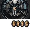 Эмблема-значок колпачка центра колеса Porsche - 76 мм - Черный 4 шт.