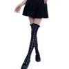 Mu Ruan Red Heart Over-the-Knee Japanese Cosplay Lolita Satin-Trim Stockings
