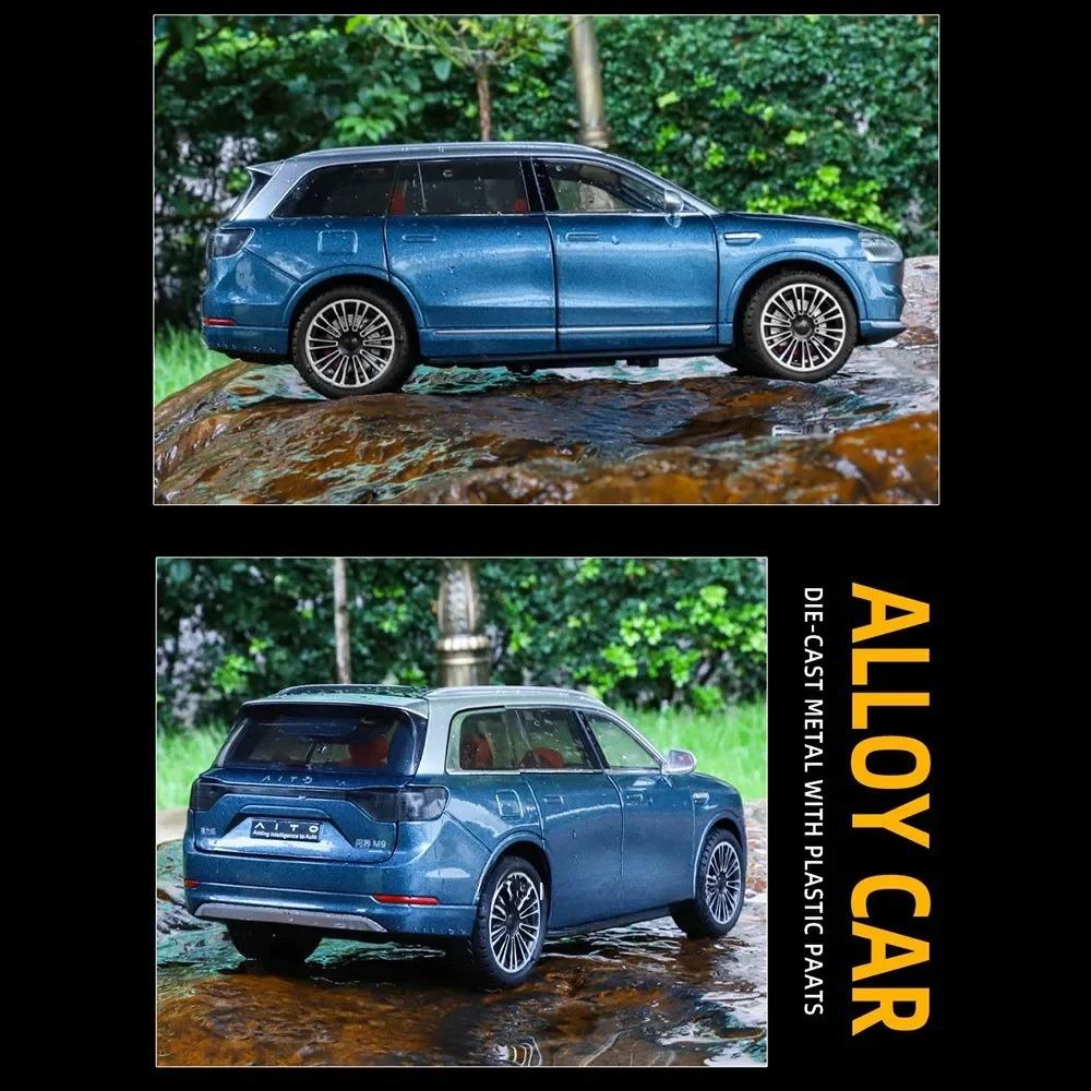 Модель автомобиля из литого под давлением сплава 1/24, AITO M9, съемные колеса, резиновые шины, светомузыкальный автомобиль, внедорожник, подарок на день рождения для детей