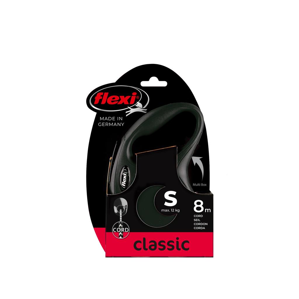 Flexi Новый Классический Шнур S длиной более 8 м Черный (Менее 12 кг) [Собачий поводок]