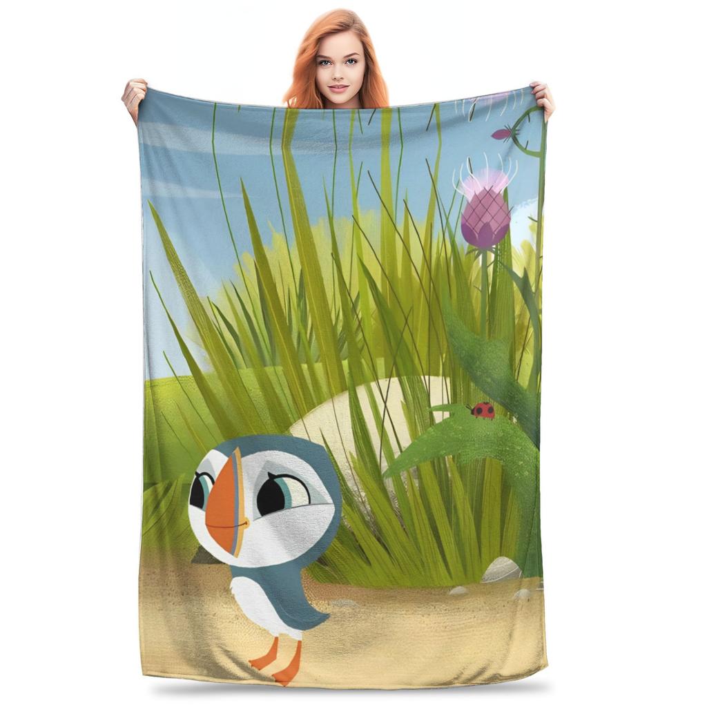 Puffin Rock Cartoon   Flannel Blanket  Awesome Throw Blanket for Bed Sofa Couch 200x150cm Rug Piece