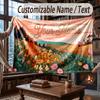 Floral Garden Theme Throw Blanket Custom Name Text Personalized Blanket Soft Cozy Blanket for Home Sofa Bed