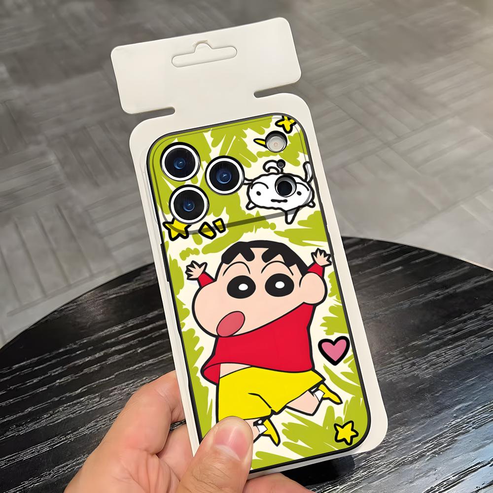 C-Crayon S-ShinChan Phone Case For IPhone 17 Air 16 E Pro Max 15 14 13 Mini 12 Pro 11 Max Plus Black Soft Shell