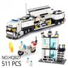 City Police Station Building Blocks Prison Truck Helicopter Boat with Policemen Construction Bricks Toys for Children