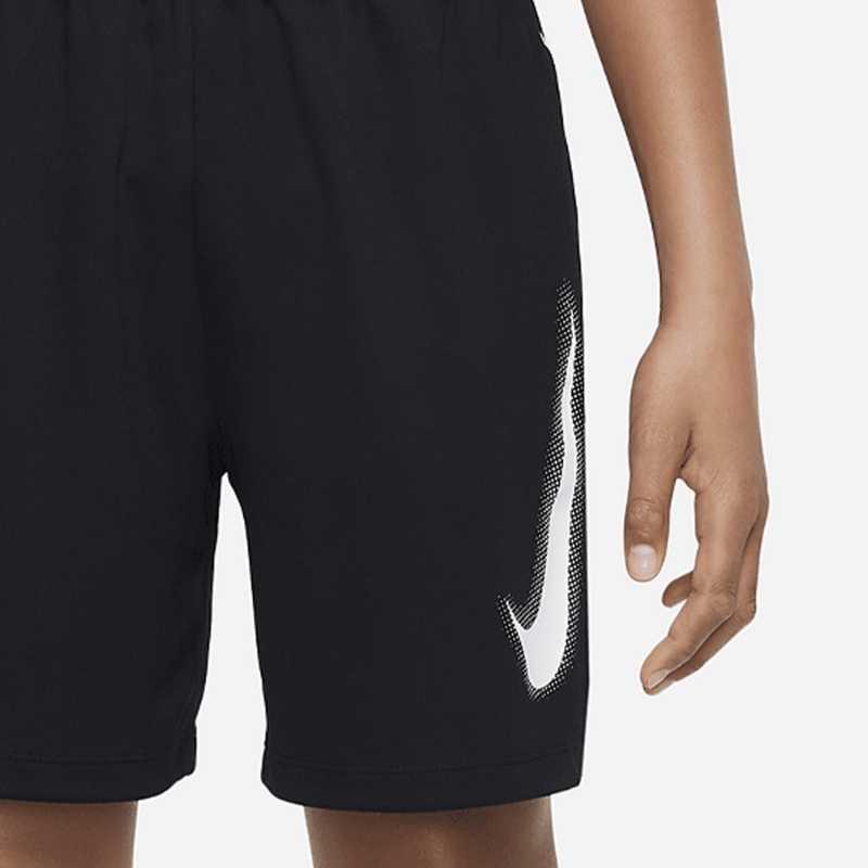 Nike Летние свободные детские шорты с высокой талией на шнурке, детские штаны, черные DX5361-010