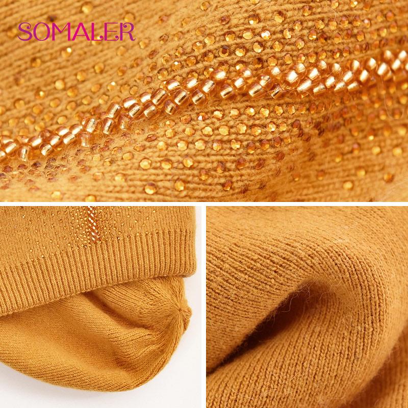 SOMALER Зимняя вязаная шапка с большим помпоном из натурального меха для женщин, теплые шерстяные шапки с украшением, модные вязаные шапки с черепом