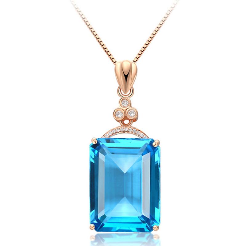 POMOiii Новый стиль, темперамент, прямоугольный морской синий цвет, кулон, женский натуральный циркон, цепочка на ключицу, подвеска на свадьбу, помолвку, ювелирные украшения