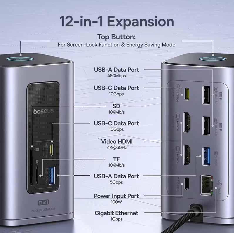 Baseus Док-станция USB Type-C сплиттер хаб штекер многоинтерфейсный конвертер подходит для компьютера MAC многоэкранный дисплей
