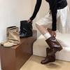 Leather Spice Girl Wasteland Wind Short Summer Boots Women's 2025 New Folded Pile Boots Wide Short Boots Pant Tube Boots
