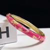 Enamel Peony Filigree Flower Bangle Double Bangle Women's Hand Bracelet  Gifts for Women Girl