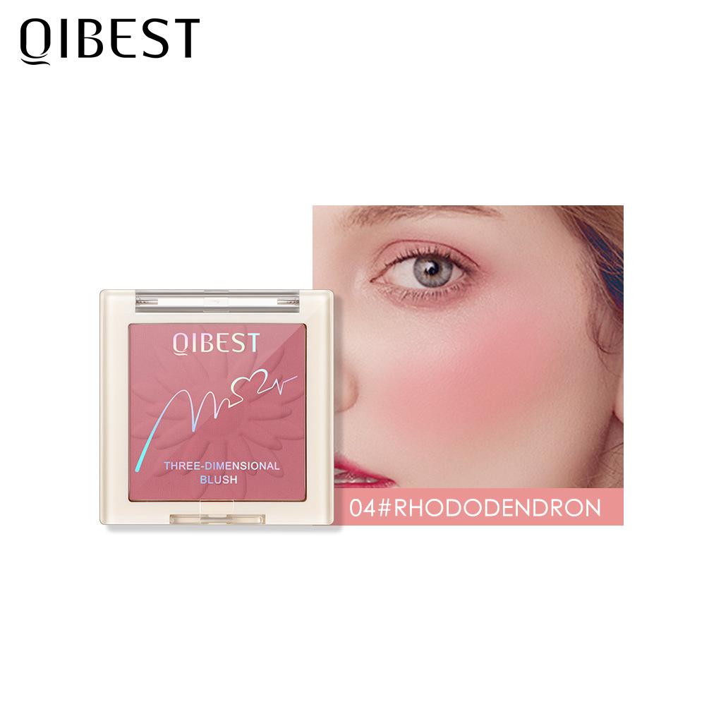 QIBEST Blush Powder Natural Repairing Rouge Powder Is Not Easy To Take Off Makeup Matte Pearlescent Blush Powder