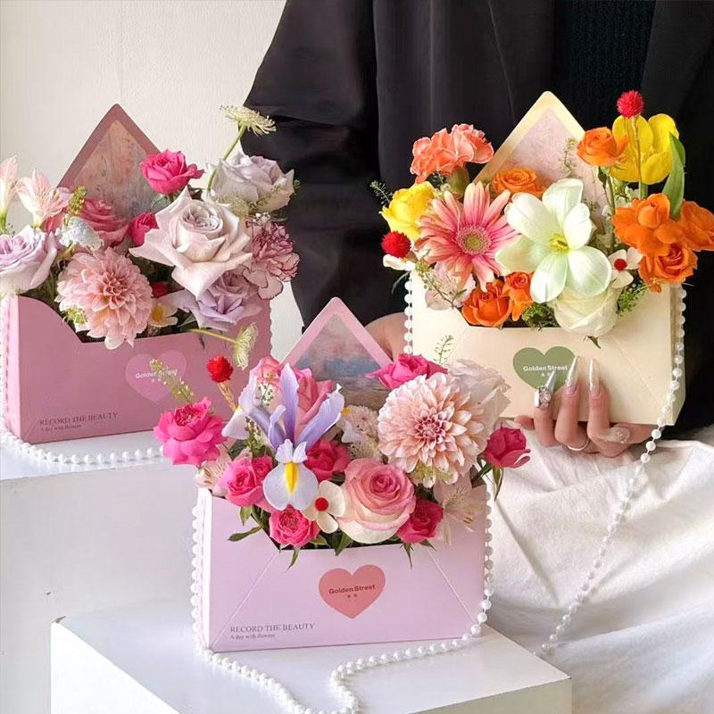 5Pcs Envelope Gift Box DIY Envelope Gift Paper Eco-Friendly Flower Box Bouquet Wrapping Printing