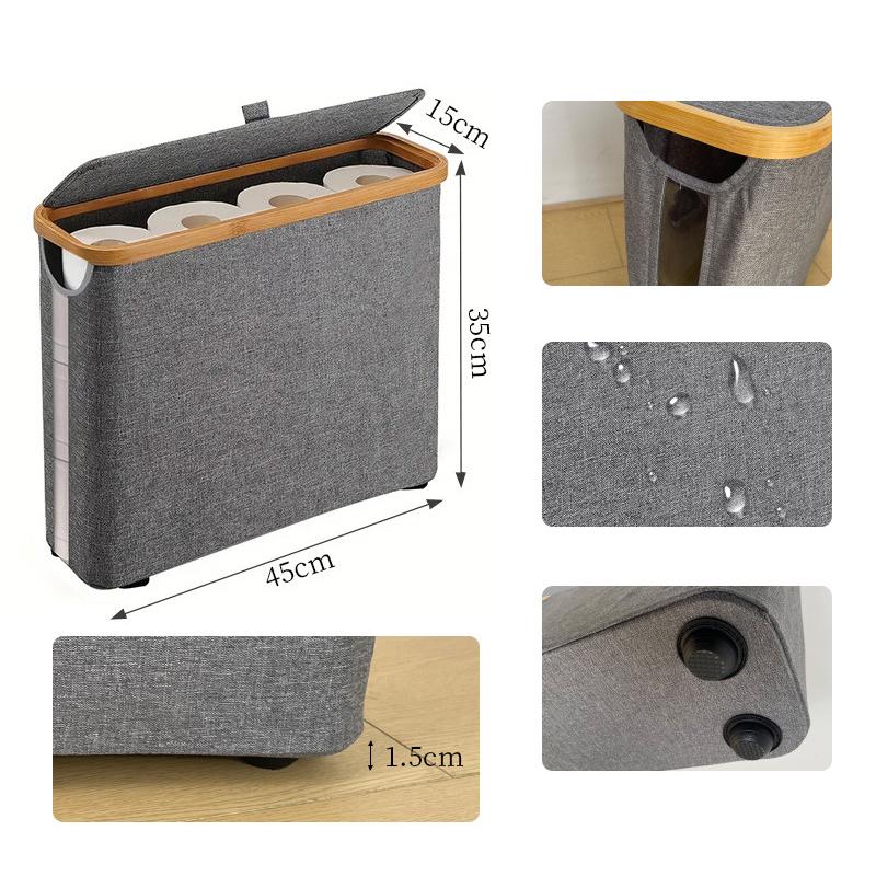 Bathroom Organizer Basket Capacity Toilet Paper Storage Basket With Lid Breathable Design Easy To For Dispenser For Bathroom