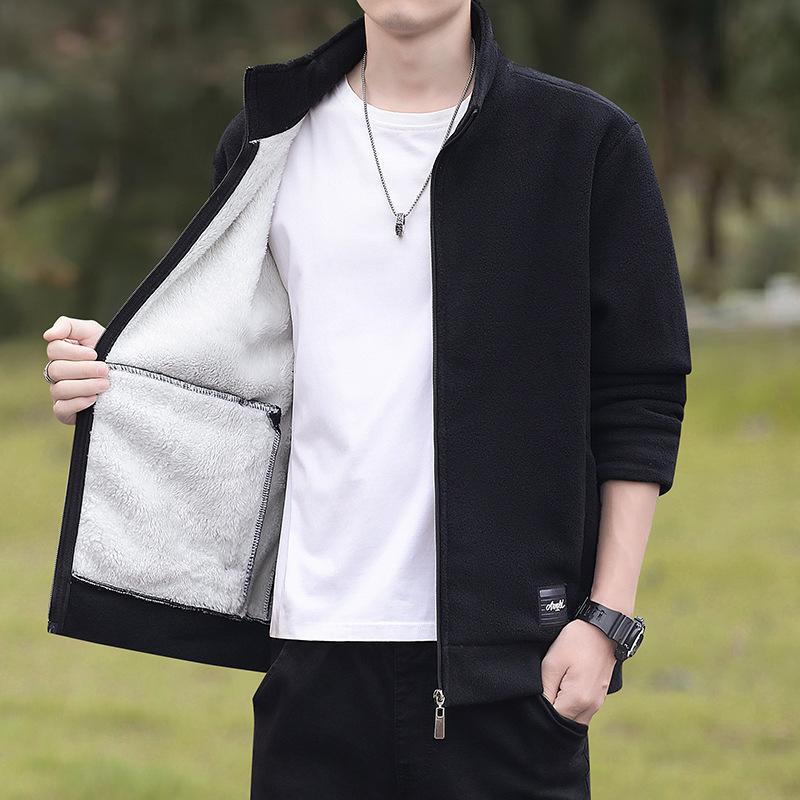 New Autumn and Winter Fleece Thickened Cardigan for Men Casual Versatile Jacket for Men
