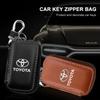 1Pcs Leather Emblem Car Key Case Keychain Zipper Key Case Bag For TRD Camry 40 Corolla Auris Yaris Rav4 CHR Decorate