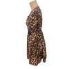 Women's Vintage Style V-neck Leopard Print Long-sleeve Lace Patchwork Long-sleeve Dress
