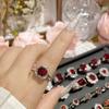 Luxury Colored Gemstone S925 Sterling Silver Silver Plated Inlaid Ring Ladies Medieval Design Noble Zircon Evening Banquet