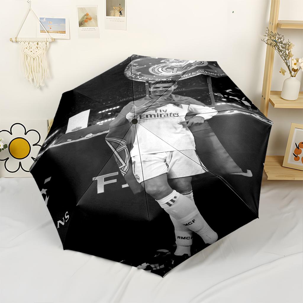 Ronaldo's Legacy Soccer Automatic Umbrella Retractable Design with 8-Rib Durability Foldable Design for Outdoor Daily Use Elegant Umbrella