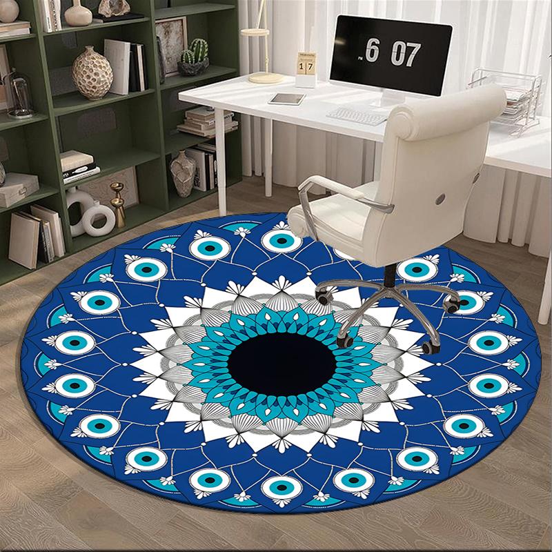 Turkish Evil Eye round carpet Chair cushion Round Entryway Rug, Soft Round Rugs for Living Room, Bedroom, Circle Carpet decor gifts