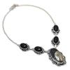 Natural Pyrite Agate, Onyx 925 Sterling Silver Jewelry Necklace 18" W0o50