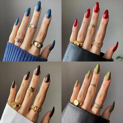 24 шт. накладных ногтей Press On Nails, средняя и длинная коллекция, однотонные ногти, оптовая продажа готовых изделий для маникюра, усовершенствованные накладные ногти