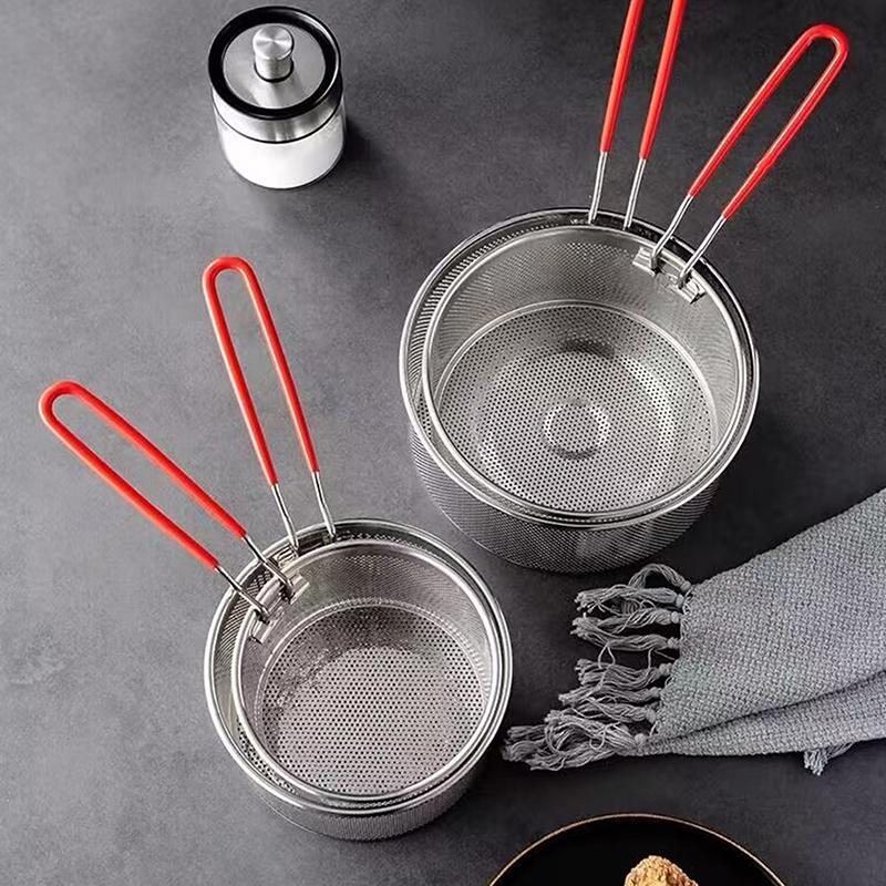 Сетка для жарки из нержавеющей стали Кухонная корзина для жарки Корзина для приготовления пищи Сковорода для жарки Масляный поддон Дуршлаг Ложка для лапши Дуршлаг Картофель фри