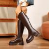 Модные женские длинные рыцарские сапоги 2025 Новая осенне-зимняя мода Маленький размер Сапоги с высоким голенищем Толстая подошва Универсальная резиновая подошва