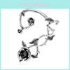 Dark Aesthetic Leaf Rose Ear Wraps With Alloy Craft For Ladies