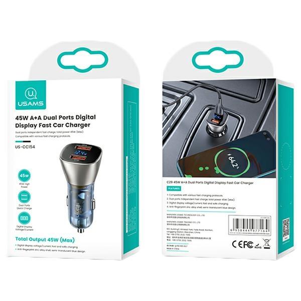 USAMS Car Charger C29 45W 2xUSB-AFast Charge light gold CC154CC01(US-CC154)