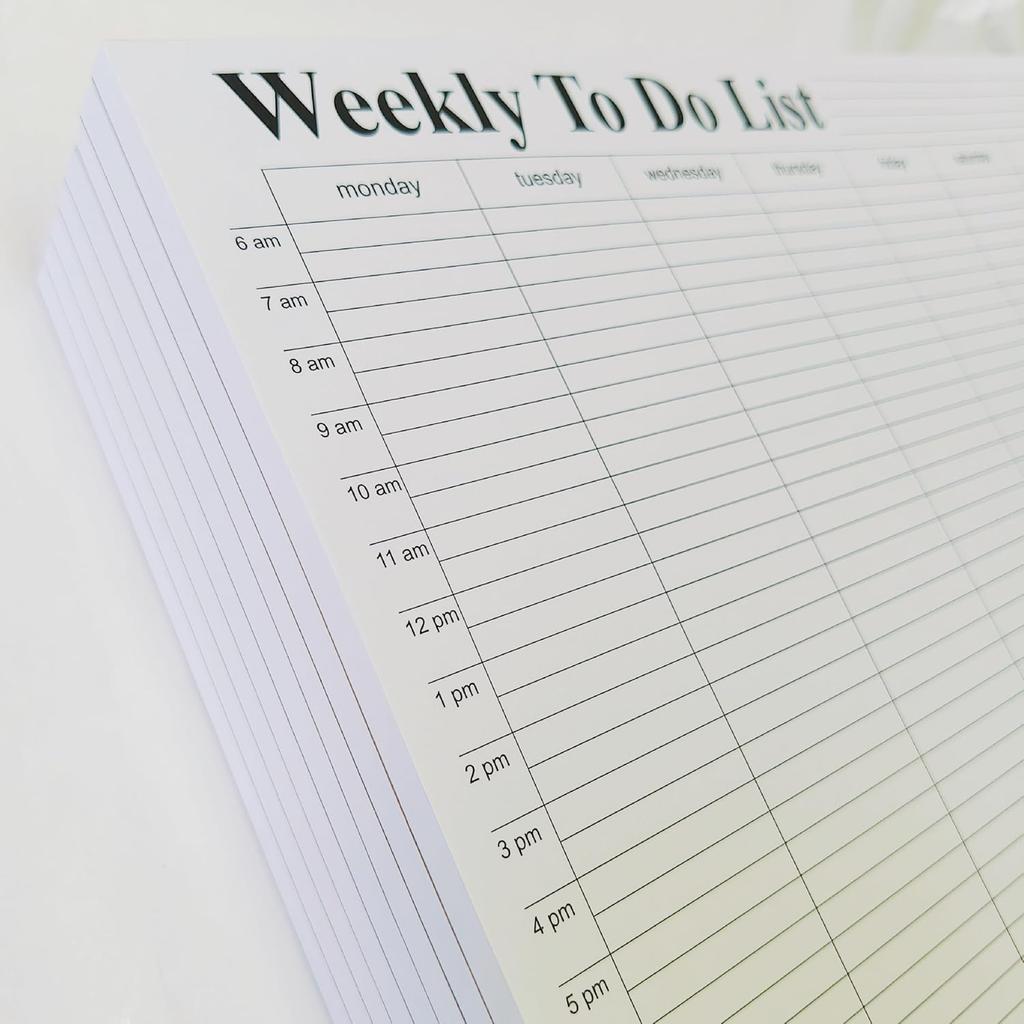 Weekly To Do List notepad, Hourly Schedule, Monday-Sunday, 6am-10pm,Task Planner & Activity Log Notepad – 8.5 x 11” Undated Daily & Hourly