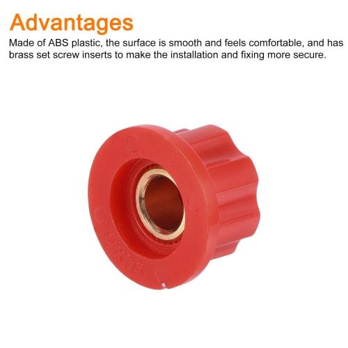 uxcell 3-Piece Potentiometer Knob Set with Screw-in Brass Inserts for 1/4" Shaft Potentiometers, Guitar Effects Pedal Replacement Red Volume Controlle