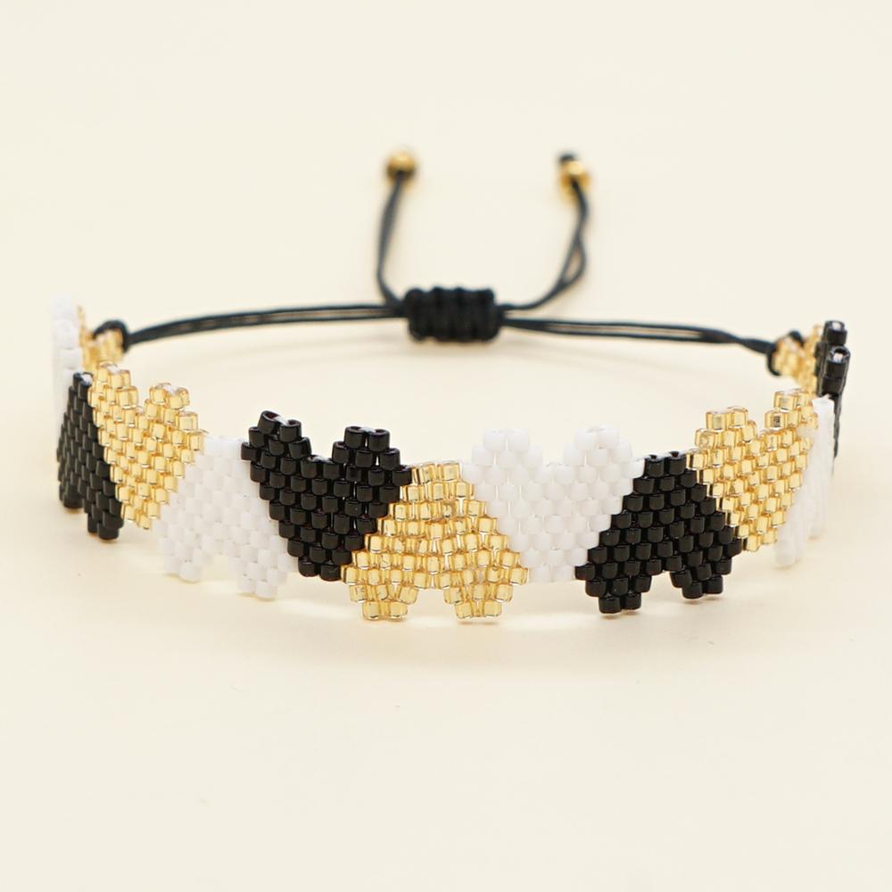 Ximang 2023 New Design Beaded Jewelry Peach Heart Adjustable Handmade Braided Bracelet Unisex Bohemian Anniversary