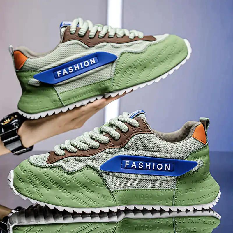 Модный паркур Мужские белые кроссовки с круглым носком Повседневные кроссовки для мужа Роскошные дизайнерские ботинки Спортивная посадка Упражнения Люкс