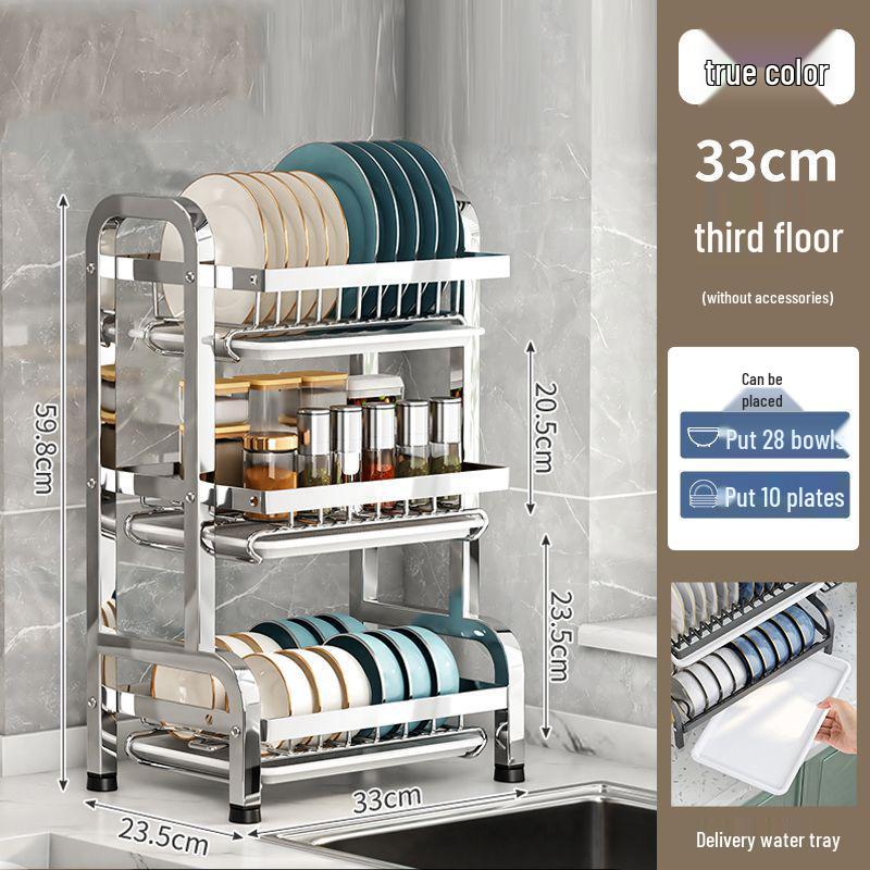 304 Stainless Steel Multi-functional Dish Drying Rack for Plates and Bowls