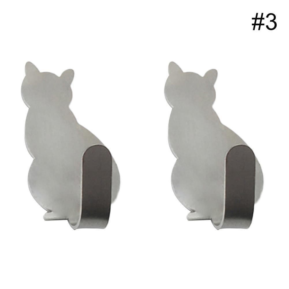2 шт./компл. кошачий хвост в форме кухонной стены, двери, металлический крючок, клейкая лента, вешалка для ключей, декоративный держатель