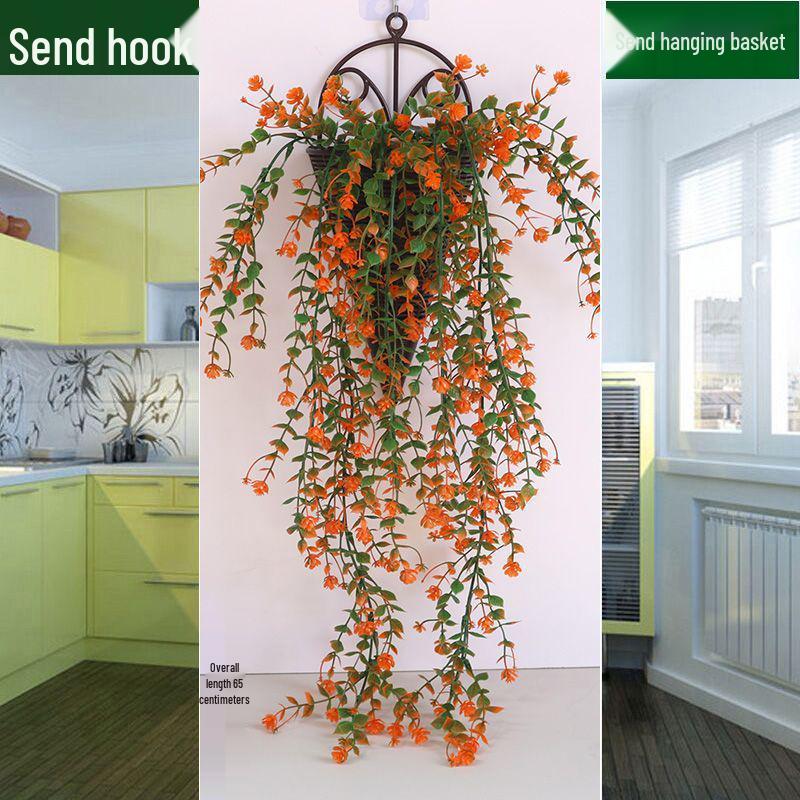 Artificial Rose Vine Wall Hanging Basket for Indoor Decoration