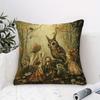 Vikama Enchanted Forest Folk-Style Pillowcase Whimsical Owl Autumn Scenery Decorative Sofa Cover Cushion Case