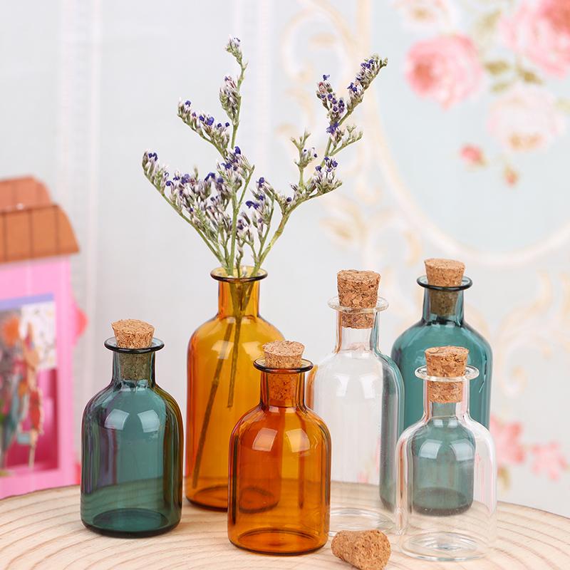 1:12 кукольных мини-стеклянных бутылок с пробковой крышкой для хранения крошечных баночек и флаконов, ваза Decortoy