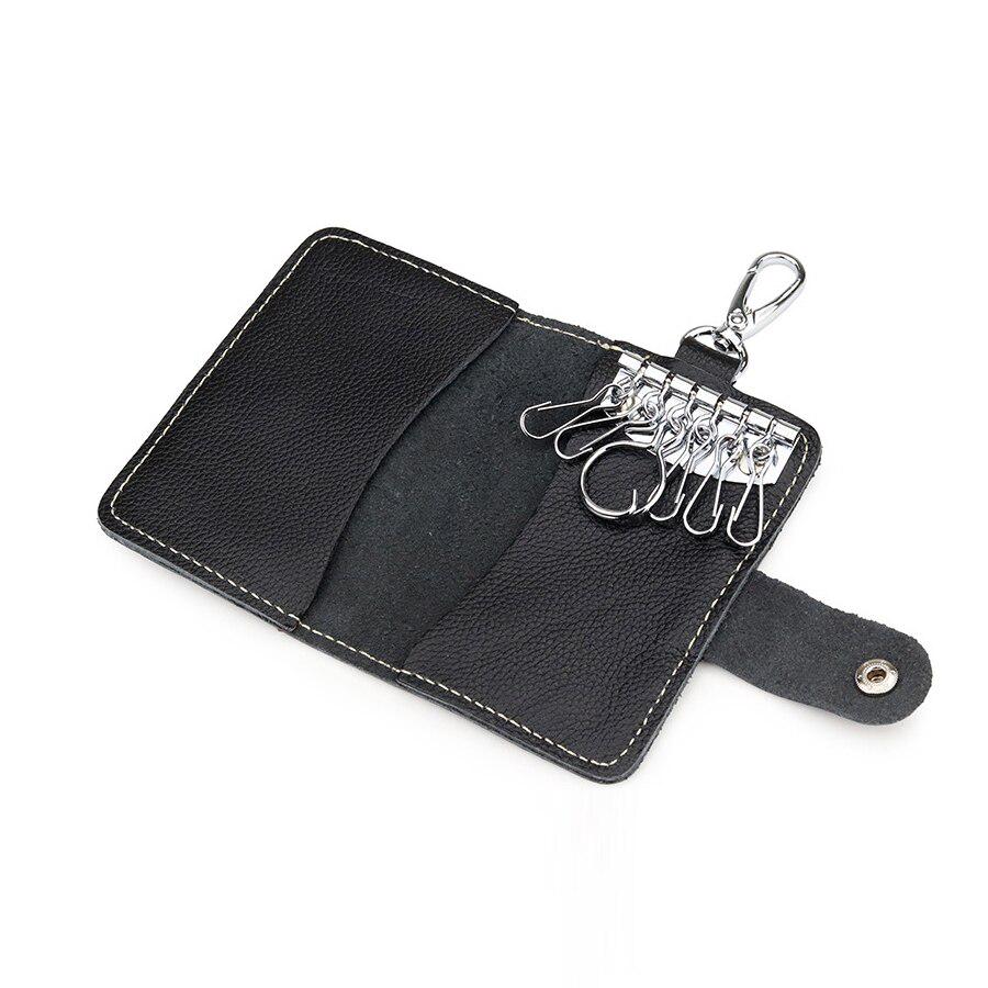 Multifunctional Genuine Leather Key Organizer for Men Belt Wear Housekeeper Leather Keychain Case for Keys