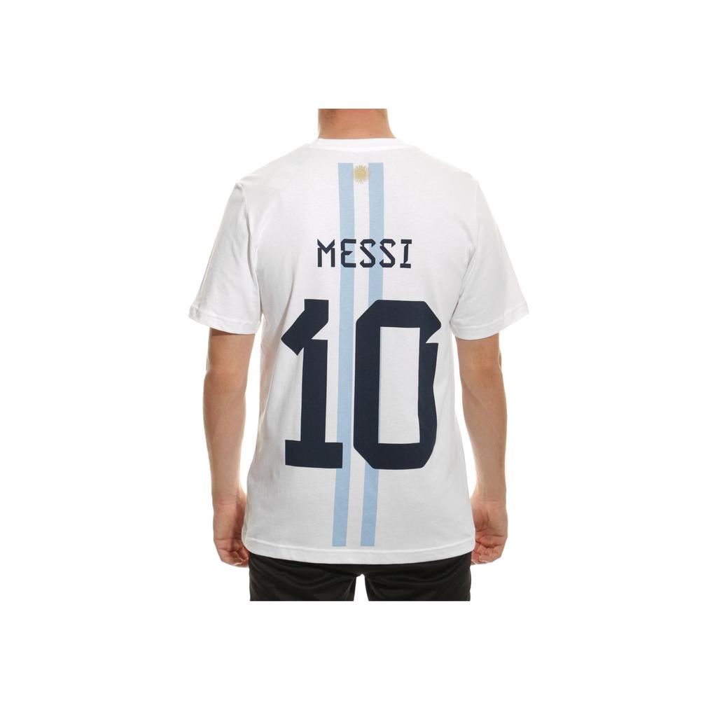 Adidas Argentina Messi 10 Outdoor Casual Sports Crew Neck Short Sleeve T-Shirt Men Tops White IM7654