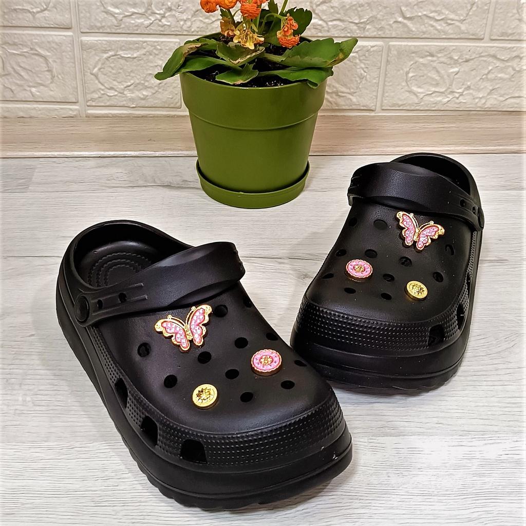 Sonimix 12901 Женские тапочки на толстой подошве с черным камнем