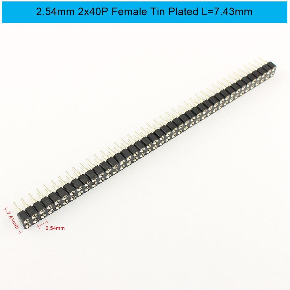 5pcs 2.54mm Pitch 1x40 2x40 40 80 Pin Female Male Hole Round Header Strip Connector Straight Single Double Row Tin Gold Plated