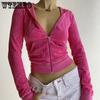 Повседневный бархатный укороченный топ, зимняя куртка, женские зеленые, розовые толстовки на молнии, пальто, женское модное обтягивающее пальто, уличная одежда