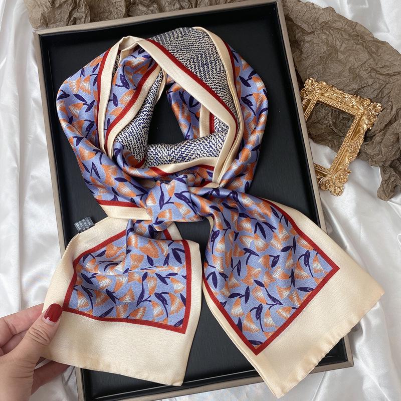 Women's Silk Floral Scarf: Lightweight, Long, and Ideal for Spring & Autumn