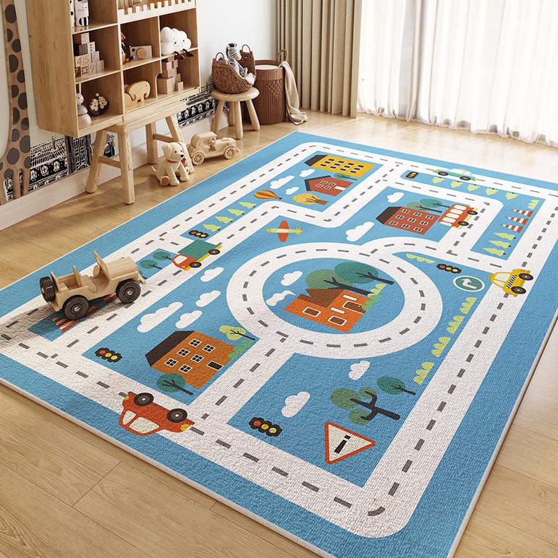 Cute Game Area Carpet World Map Traffic Road Floor Mat Indoor Anti slip Washable Carpet Home Decoration