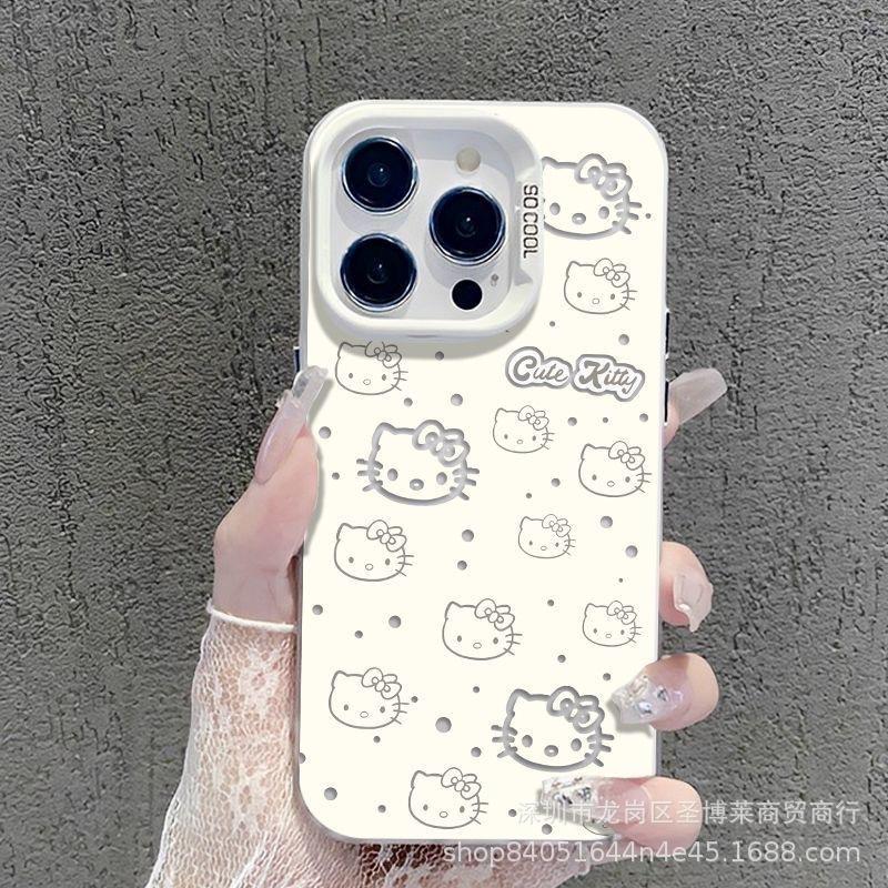 Полноэкранный чехол KT cat подходит для Apple 15 цветной серебристый iPhone14Pro креативный 11promax матовый 16 защитный чехол 17